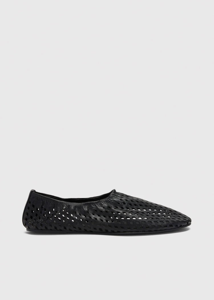 Black Lasercut Ballet Pump