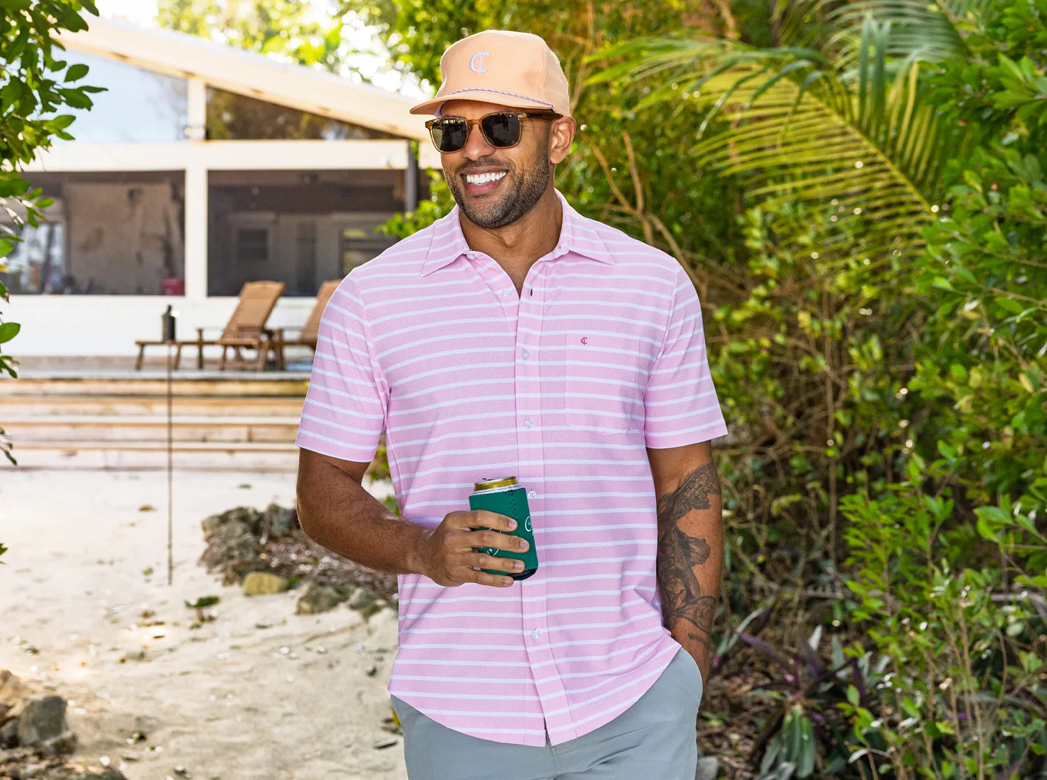 Image of Performance Pique Knit Button Down - Light Pink