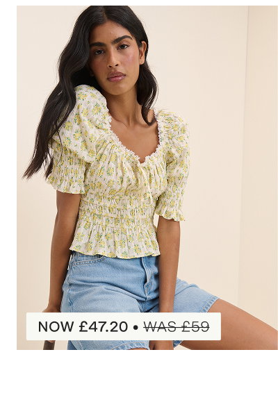 White and Yellow Floral Milkmaid Top