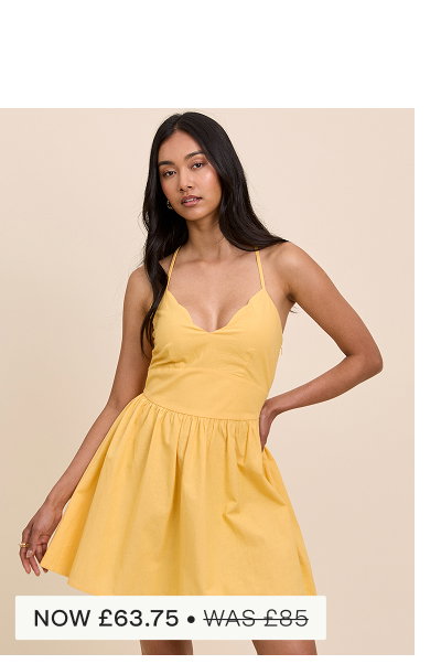 Yellow Scallop Trim Jenna Mini Dress