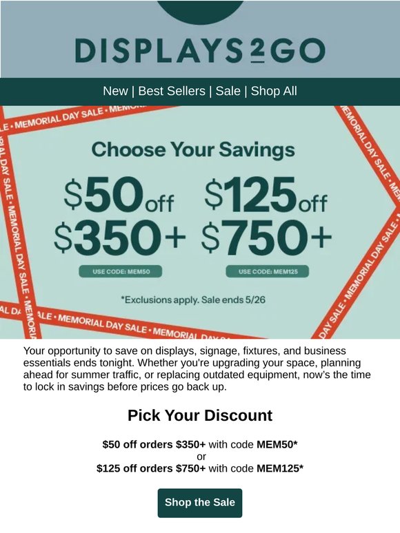 Last Chance! Memorial Day Sale Ends Today