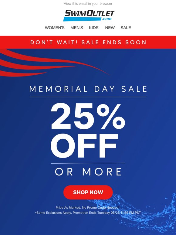 Extended! Memorial Day Sale 25%+ Off 💧