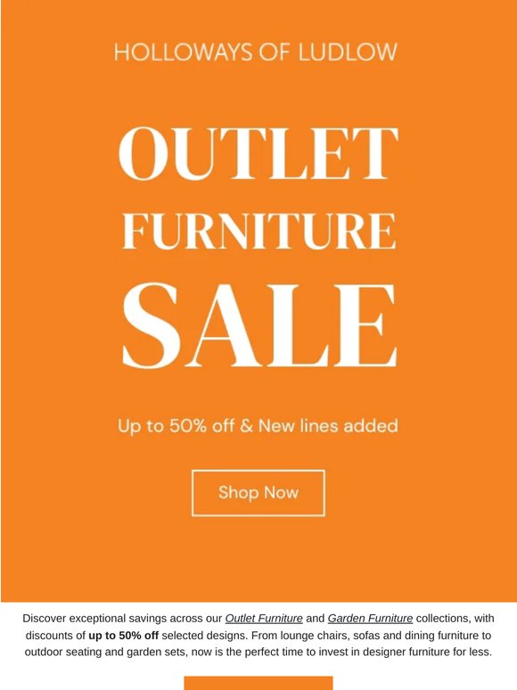 Outlet Furniture - Up to 50% Off