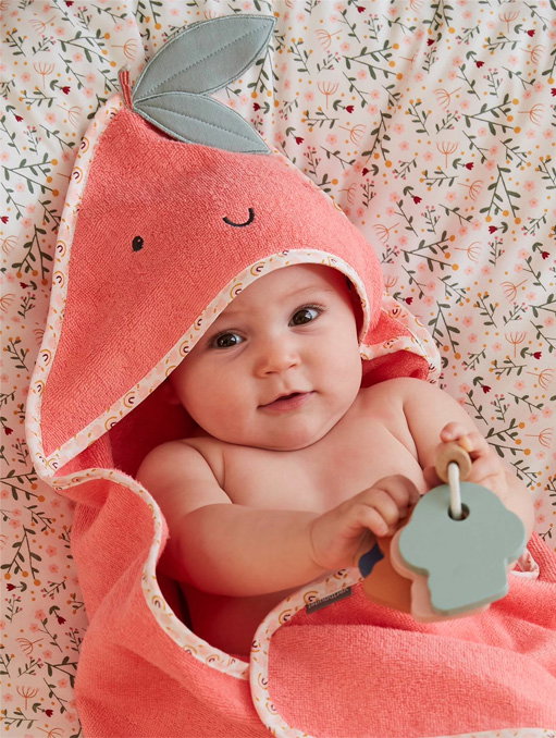 Badcape baby Appeltjes - roze