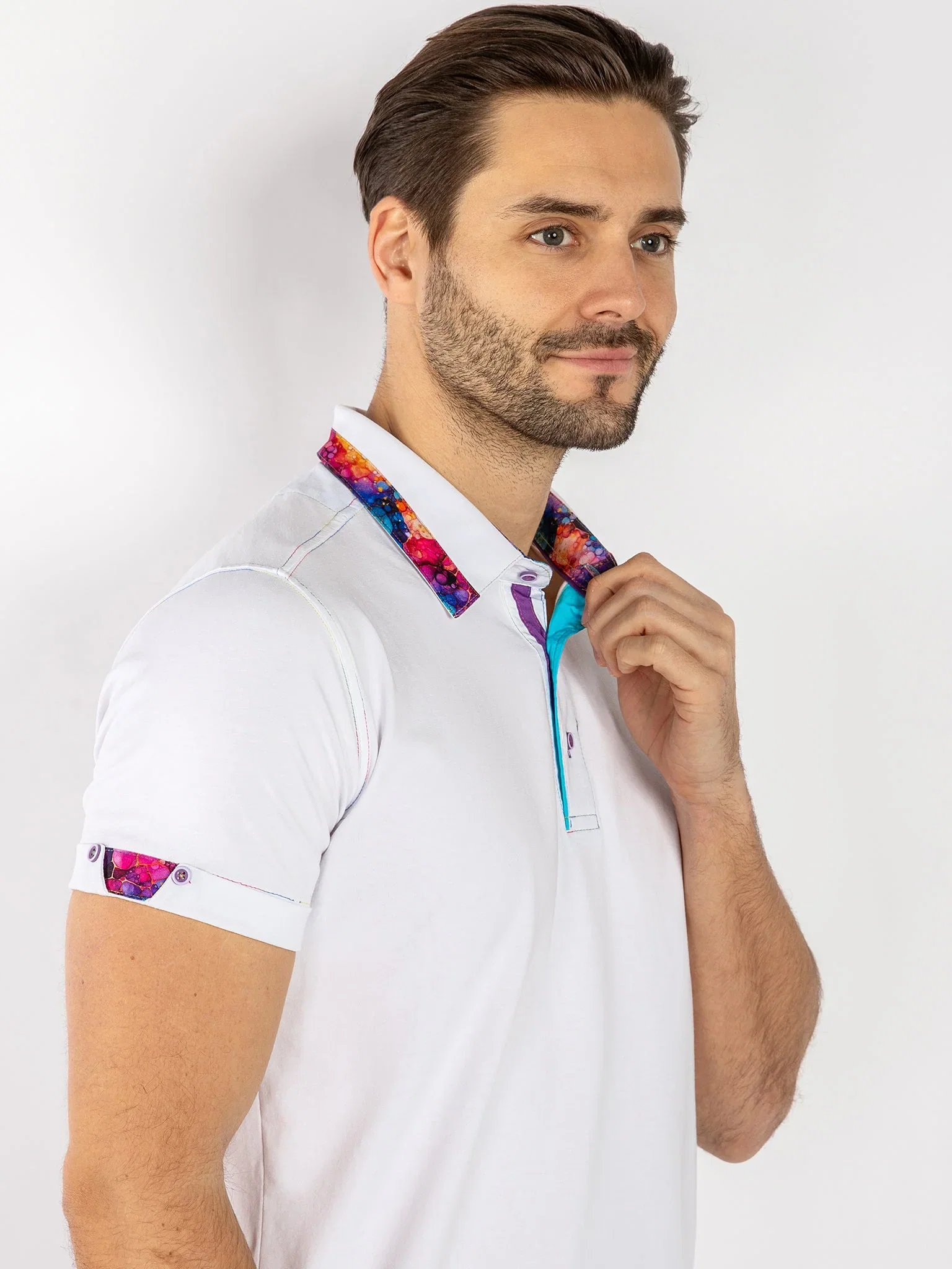 Image of SIGNATURE POLO SHIRT WITH MARBLE INSERT