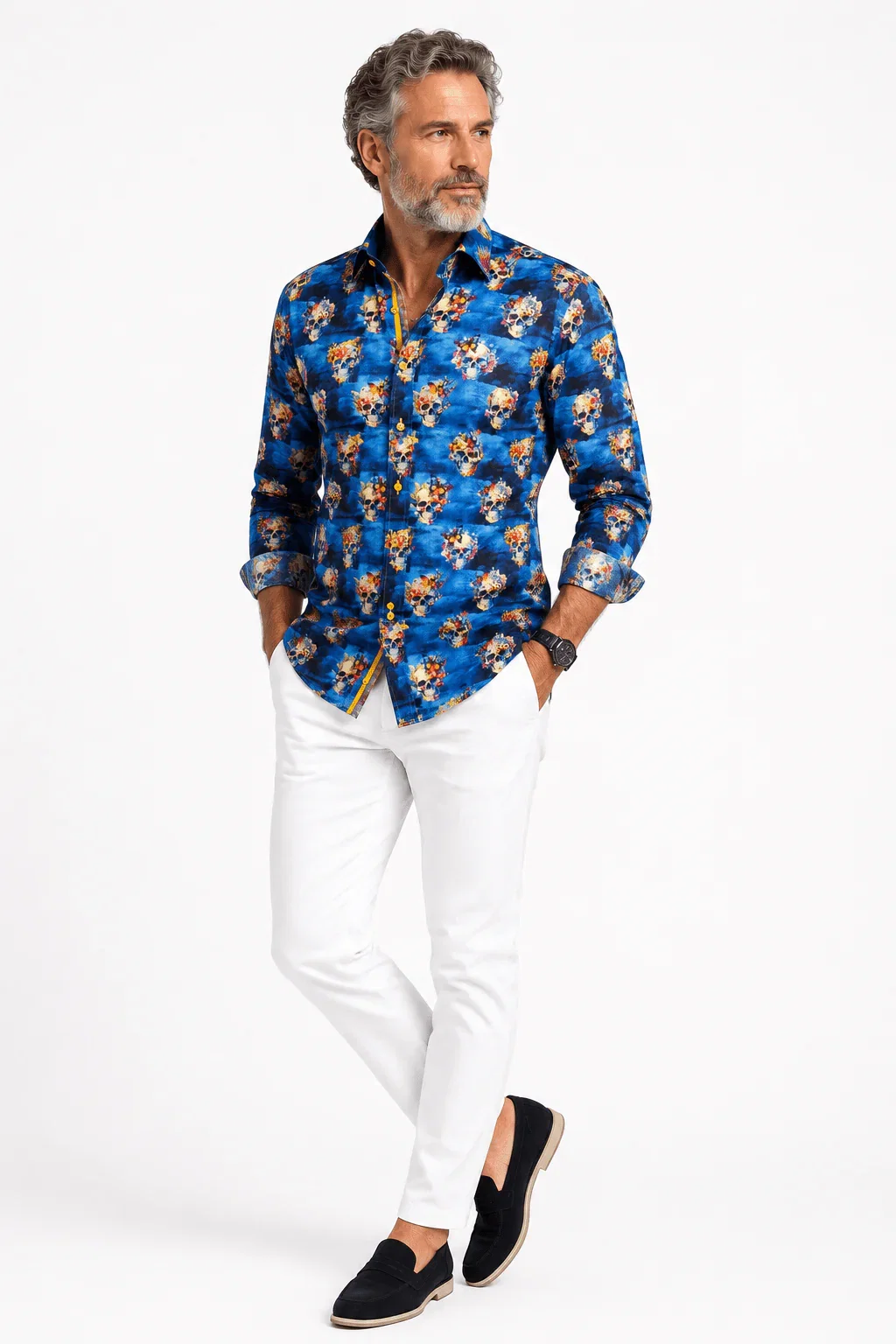 Image of SKULL & BUTTERFLY PRINT SHIRT