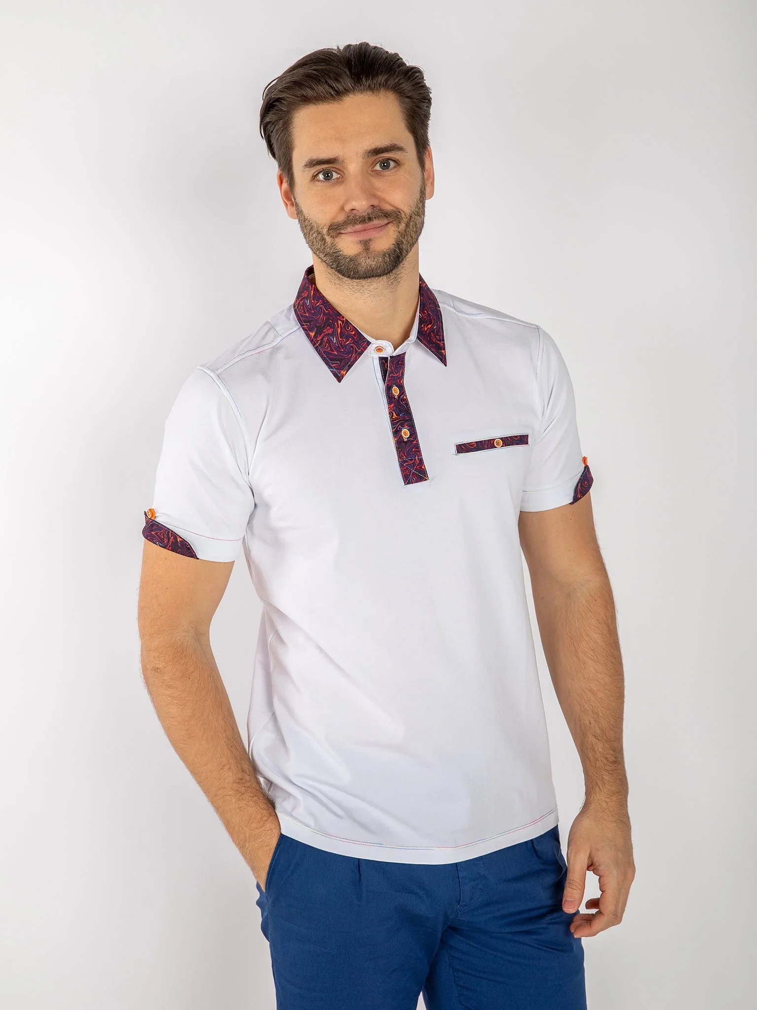Image of SIGNATURE POLO SHIRT WITH SHIMMER INSERT