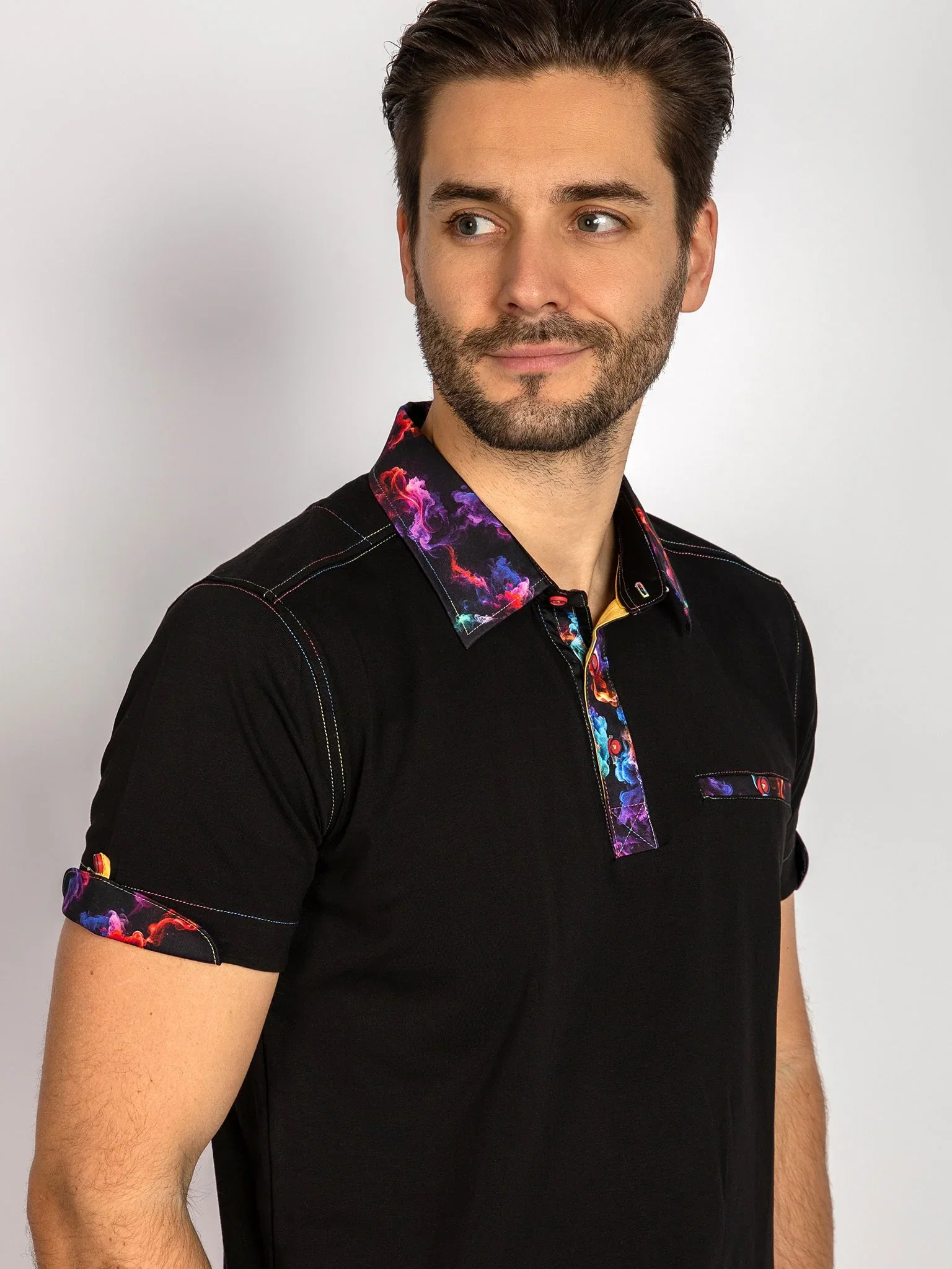 Image of SIGNATURE POLO SHIRT WITH SMOKE INSERT
