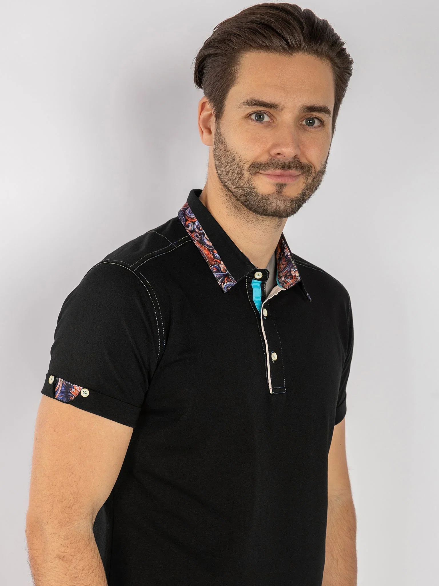 Image of SIGNATURE POLO SHIRT WITH ORNAMENTAL INSERT