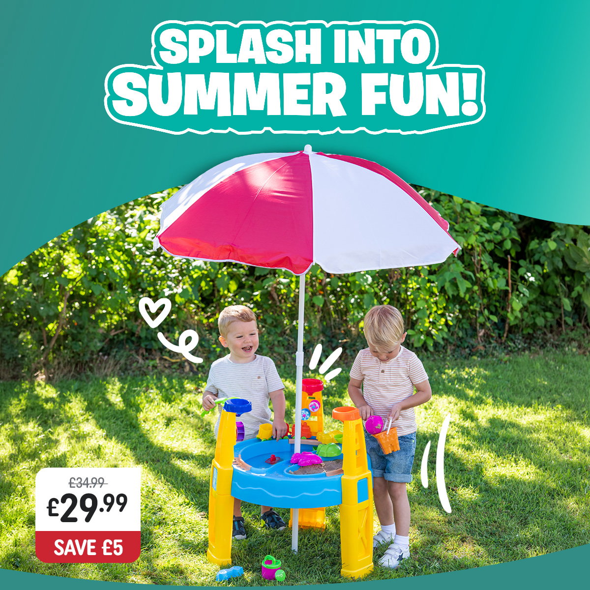 Sand and Water Table with Sun Umbrella