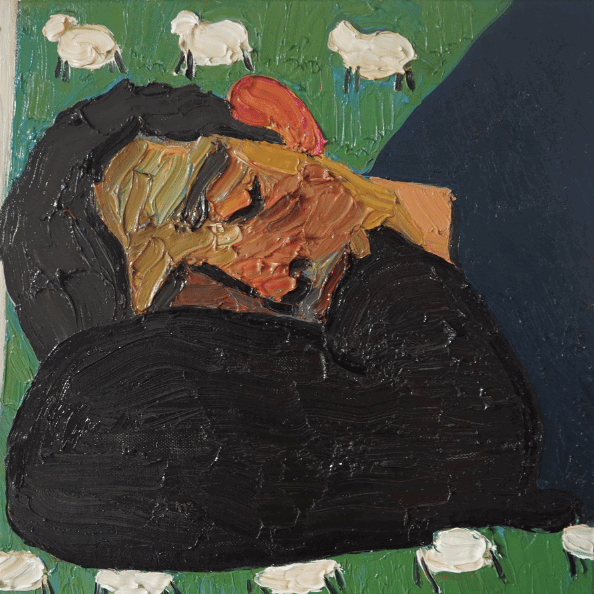 painting of a man sleeping