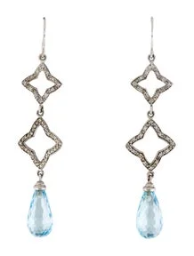 Topaz & Diamond Drop Earrings