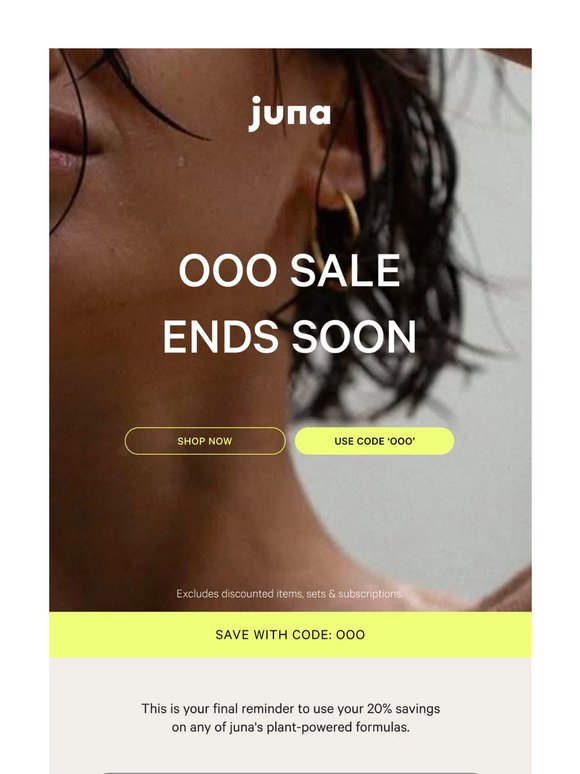 20% off sitewide on juna products.