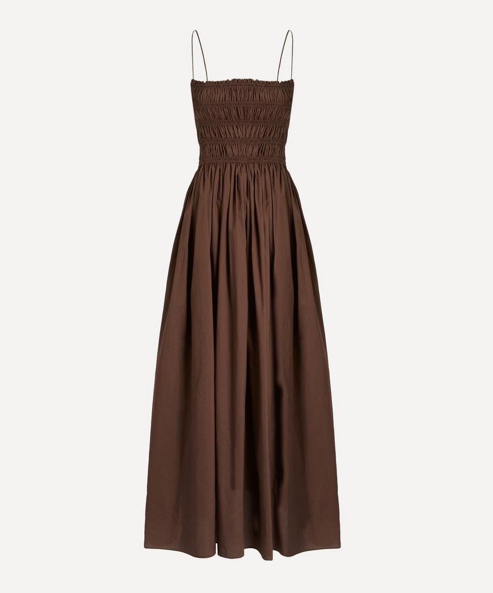 Matteau Chocolate Shirred Bodice Midi Dress