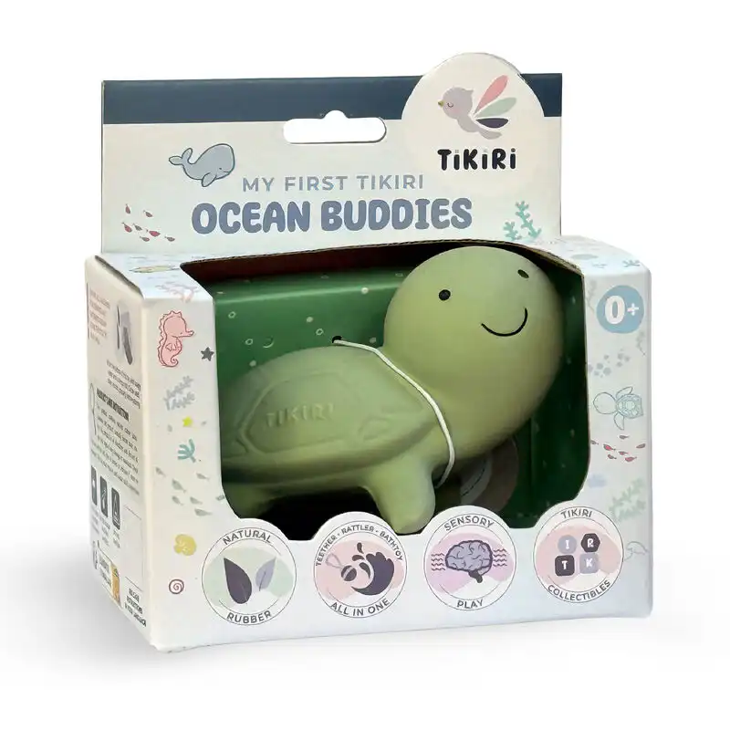 Tikiri Ocean Buddies - Turtle Pure natural rubber Easy for little hands to hold Gentle rattling sound Tikiri Ocean Buddies are perfectly sized for lit...
