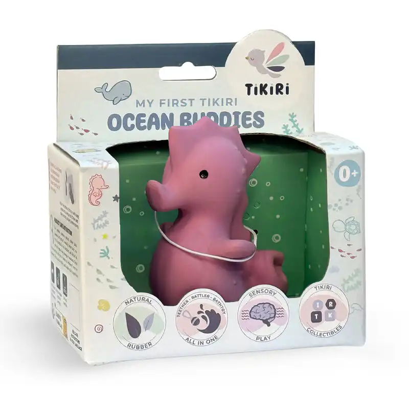 Tikiri Ocean Buddies - Seahorse Pure natural rubber Easy for little hands to hold Gentle rattling sound Tikiri Ocean Buddies are perfectly sized for l...