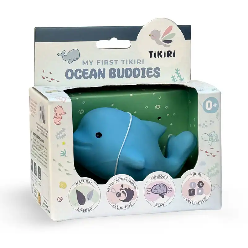 Tikiri Ocean Buddies - Dolphin Pure natural rubber Easy for little hands to hold Gentle rattling sound Tikiri Ocean Buddies are perfectly sized for li...