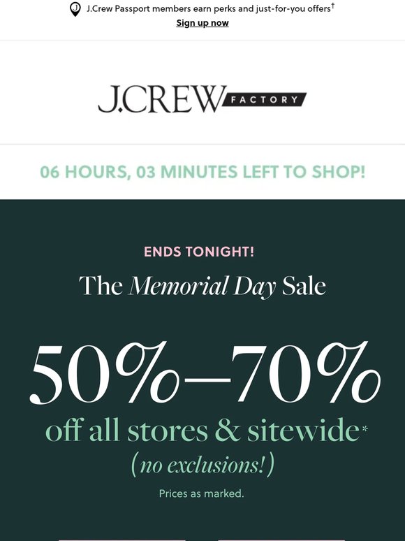 This ends tonight → 50%–70% off everything, plus 60%–70% off our hottest styles (!!)
