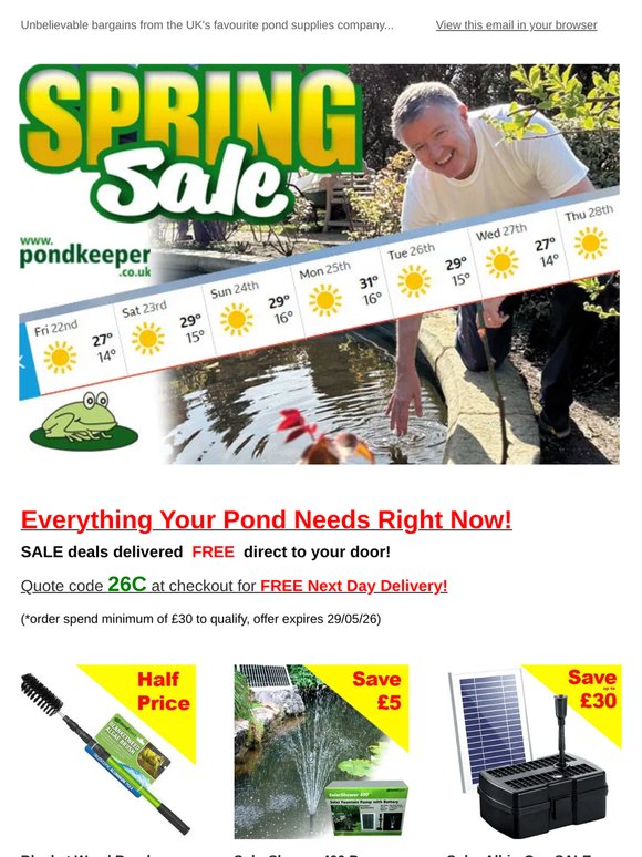 Subscriber SALE: 50% Off Pond Supplies ☀️