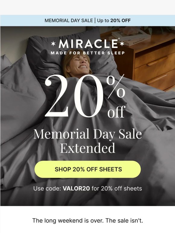 20% off extended. But not for long