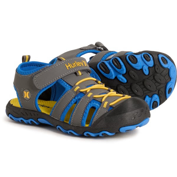 Hurley Footwear Boys and Girls Champ Sport Sandals | Blue Yellow | Size 1C