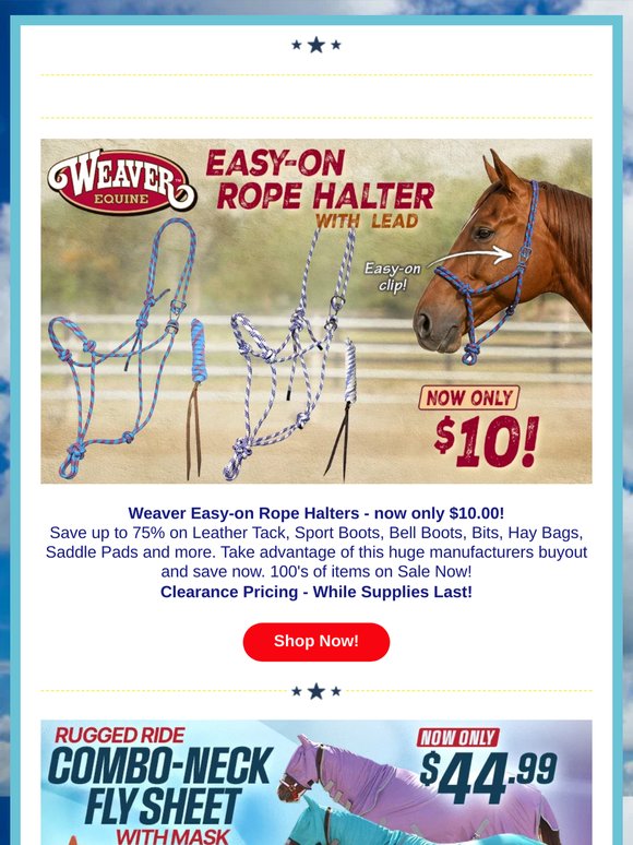 Weaver Easy-on Rope Halter with Lead $10 🐎