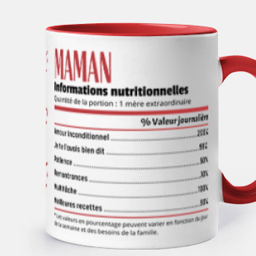 Mug maman informations nutritionnelles | tostadora