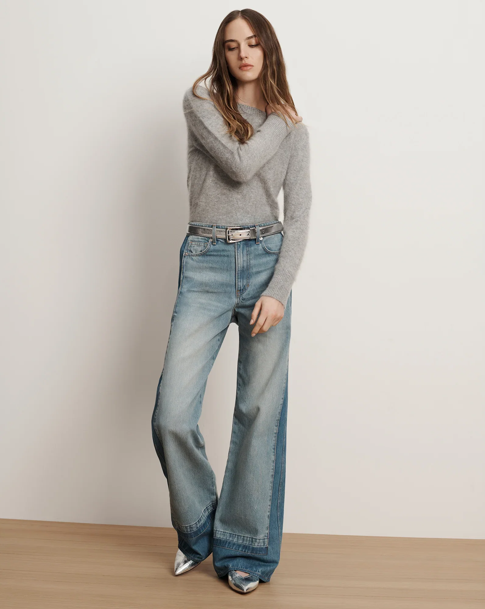 Image of Taylor Color-Block Wide-Leg Jean