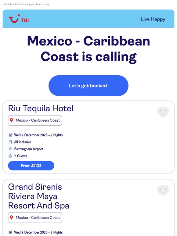 Your Mexico - Caribbean Coast offer is inside. Now's the time to Live Happy...