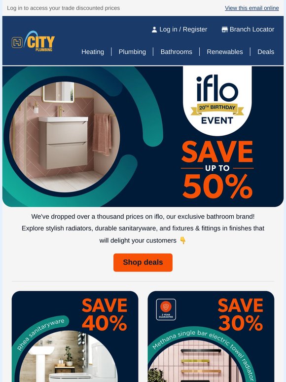 Up to 50% off iflo bathrooms 🥵
