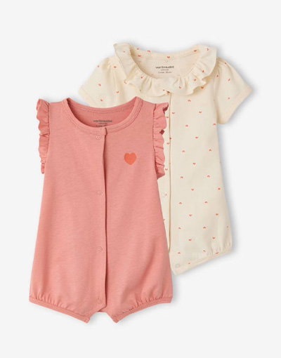 Pack of 2 organic cotton baby girl playsuits