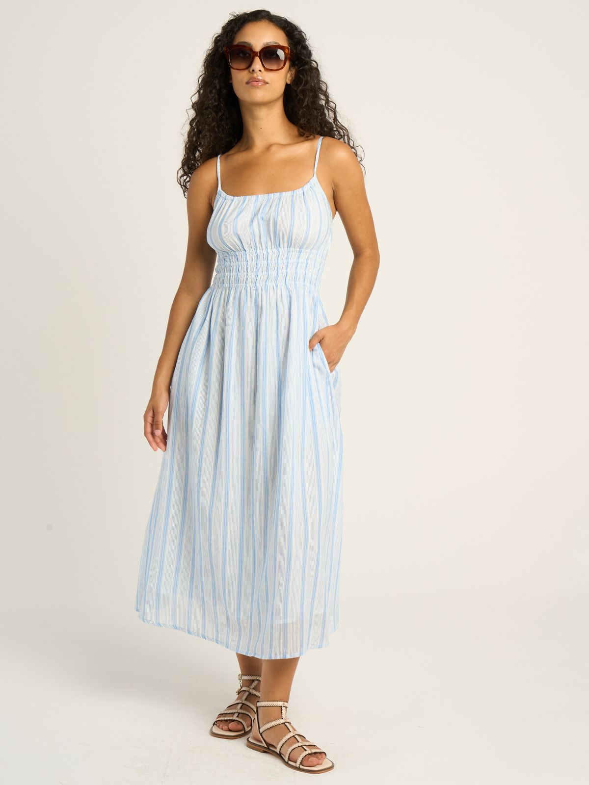 Vivi Stripe Dress - Light Blue PETITE MENDIGOTE  Regular price£180.00