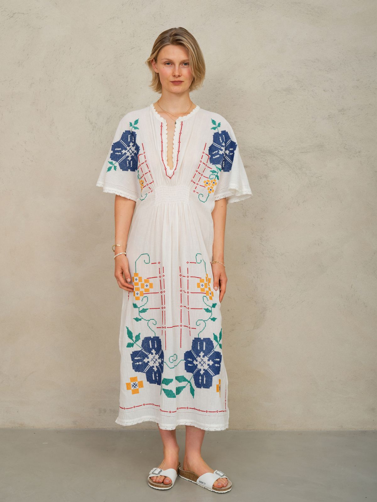 Laney Embroidered Dress - White & Blue M.A.B.E  Regular price£215.00