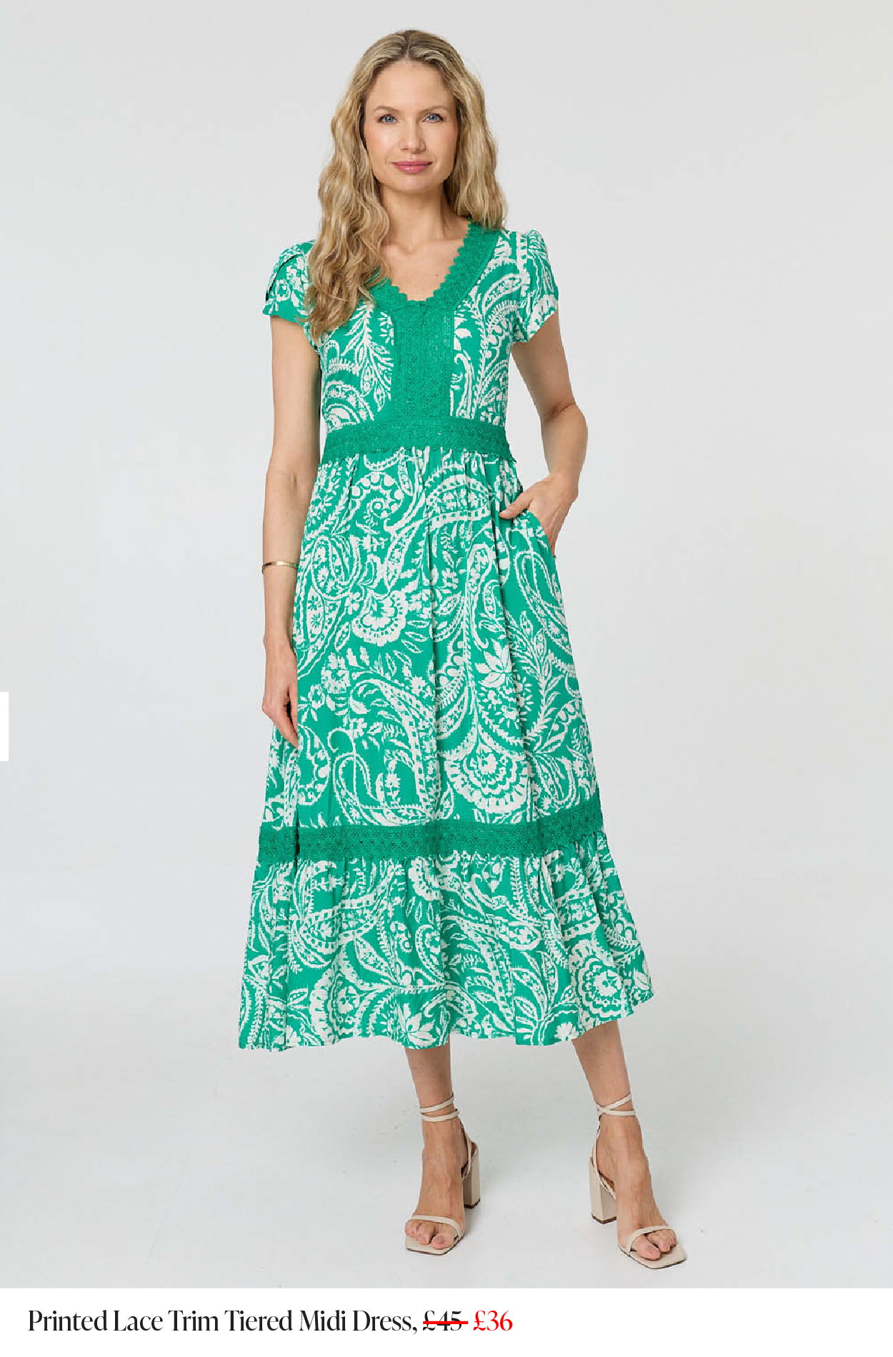 Printed Lace Trim Tiered Midi Dress | Shop Now