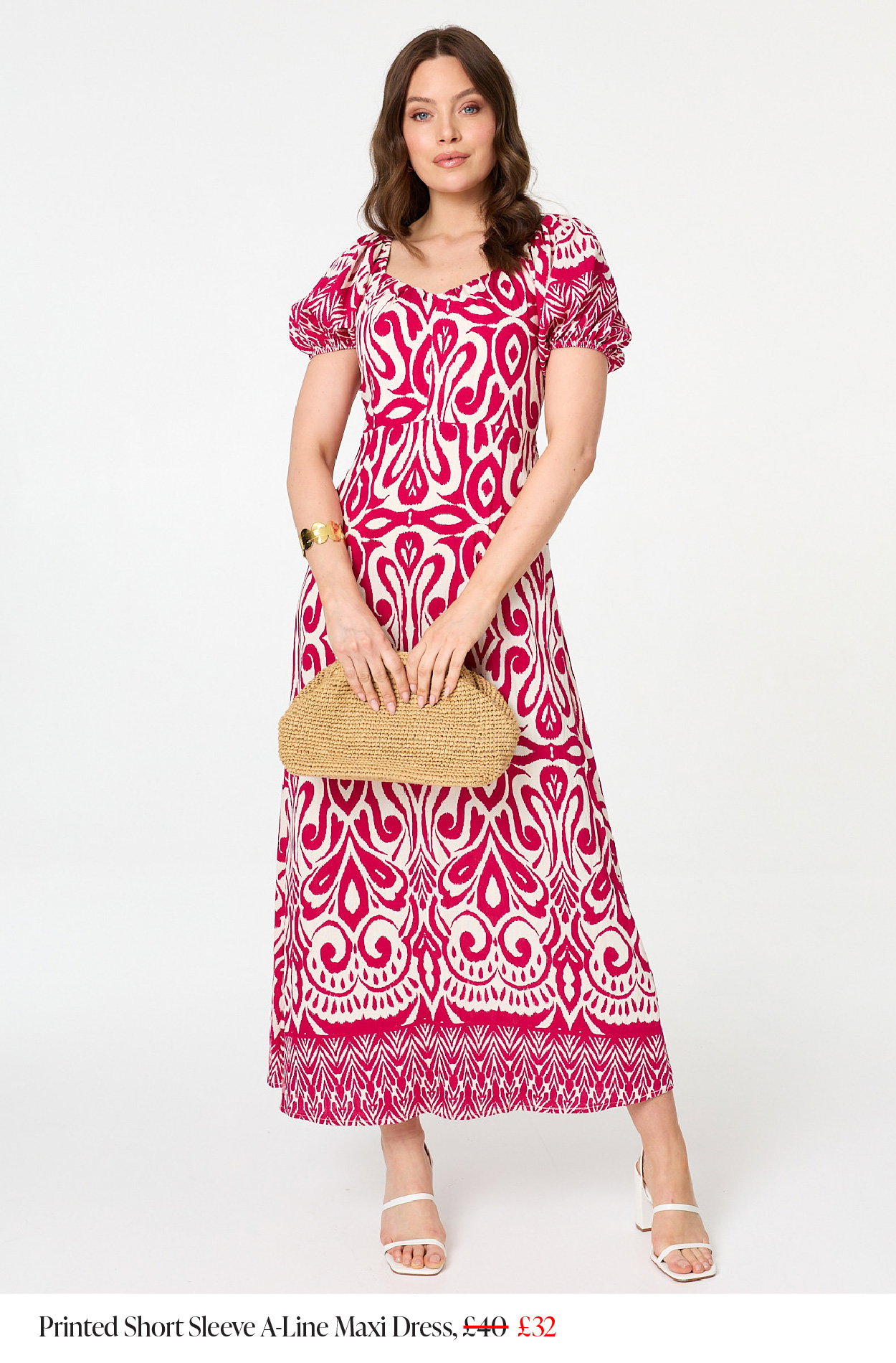 Printed Short Sleeve A-Line Maxi Dress | Shop Now
