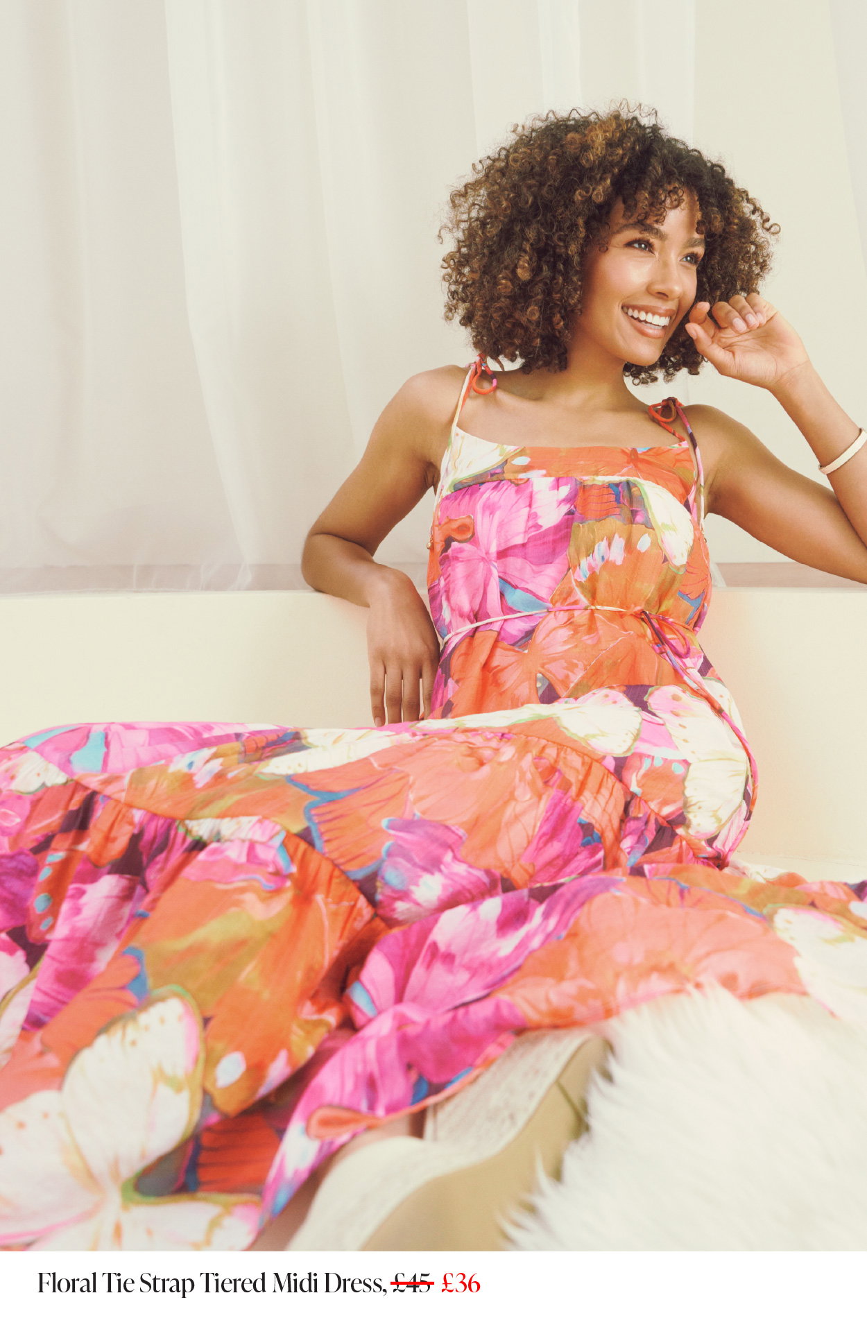 Floral Tie Strap Tiered Midi Dress | Shop Now