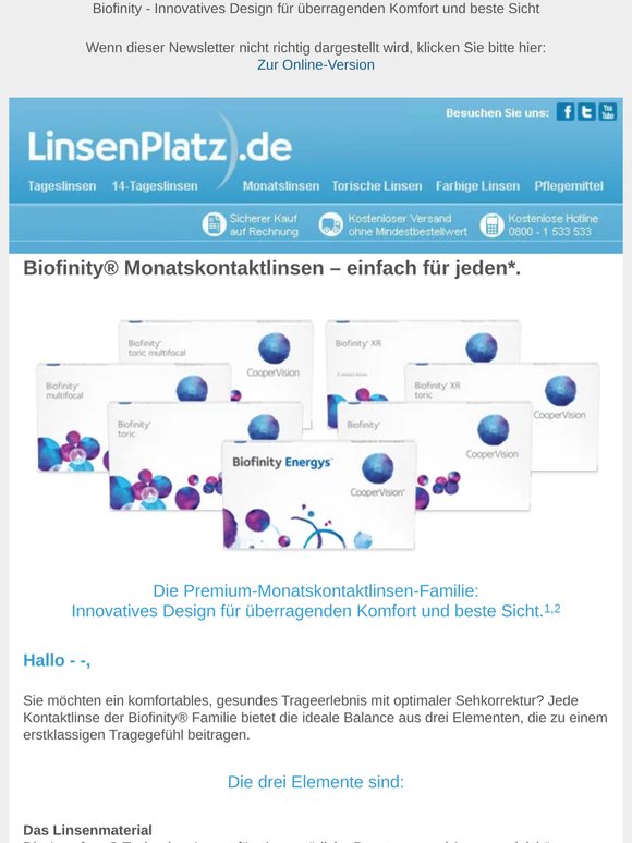 Biofinity® Monatskontaktlinsen – einfach für jeden