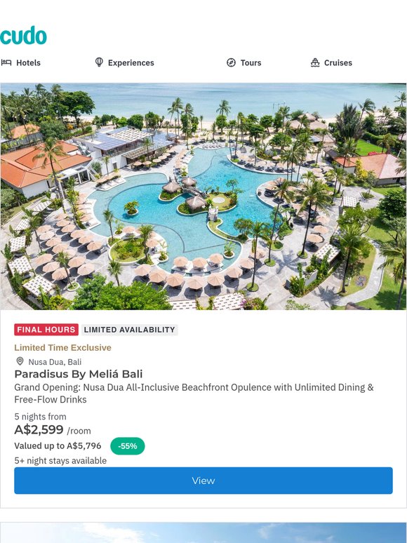 Ends SOON! Meliá Bali All-Inclusive Beachfront Opulence w. Unlimited Free-Flow Drinks
