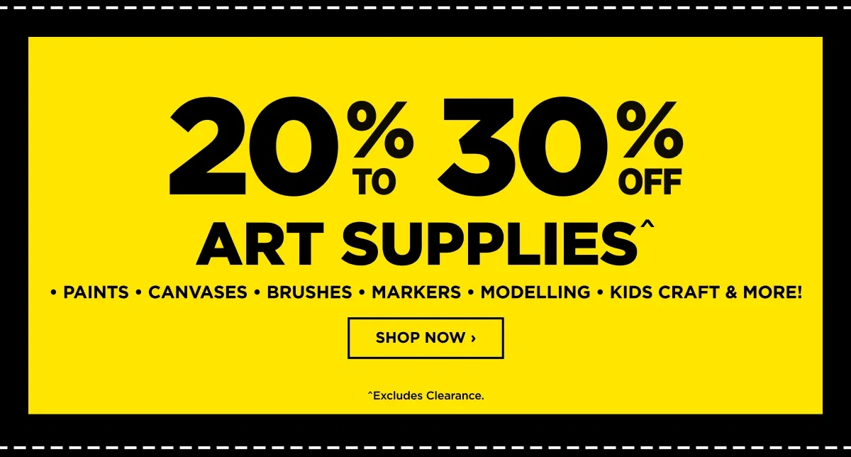 20% to 30% Off Art Supplies