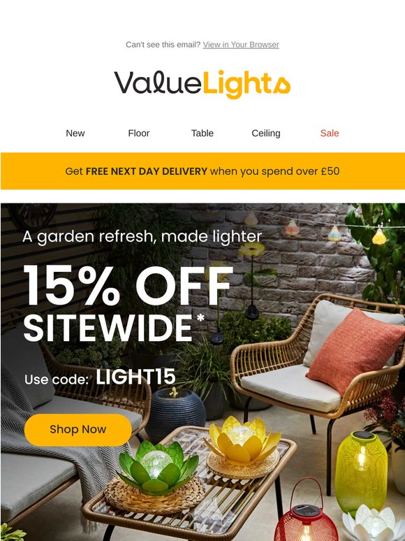 15% off to refresh your garden your way 💡