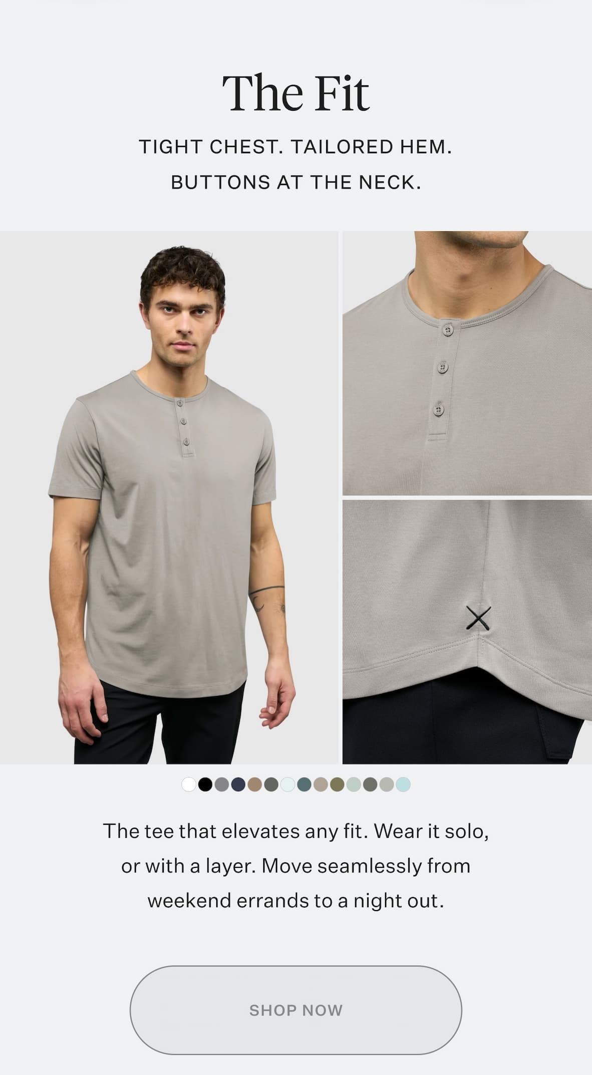 Shop AO Henley Curve-Hem