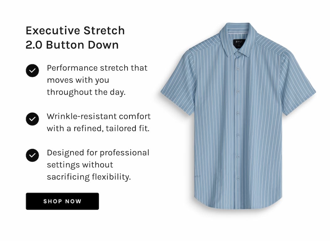 Executive Stretch 2.0 Short Sleeve Button Down [SHOP NOW]