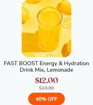 FAST BOOST Energy and Hydration Drink Mix Packets, Lemonade | $12