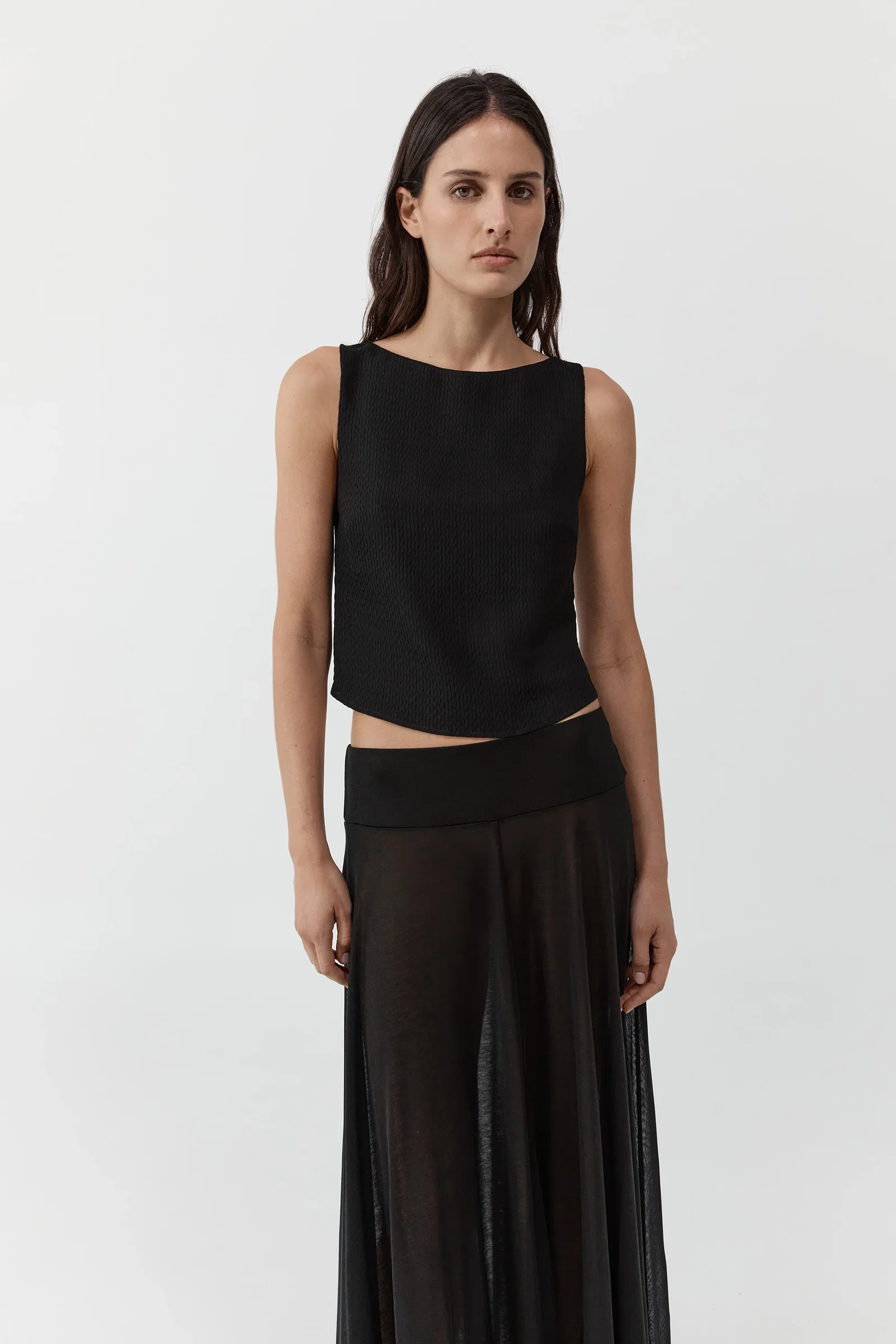 Image of Textured Weave Top - Black
