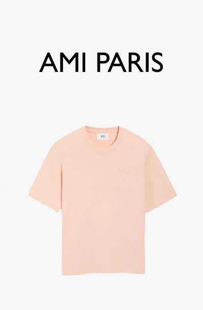 Ami Paris De Coeur Embossed Logo T-shirt in Pink