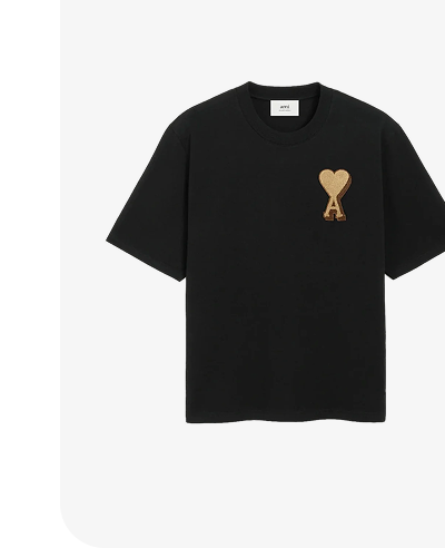 Ami Paris De Coeur Heavy Cotton T-shirt in Black