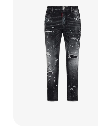 Dsquared2 Paint Splatter Rhinestone Skater Jeans in Black