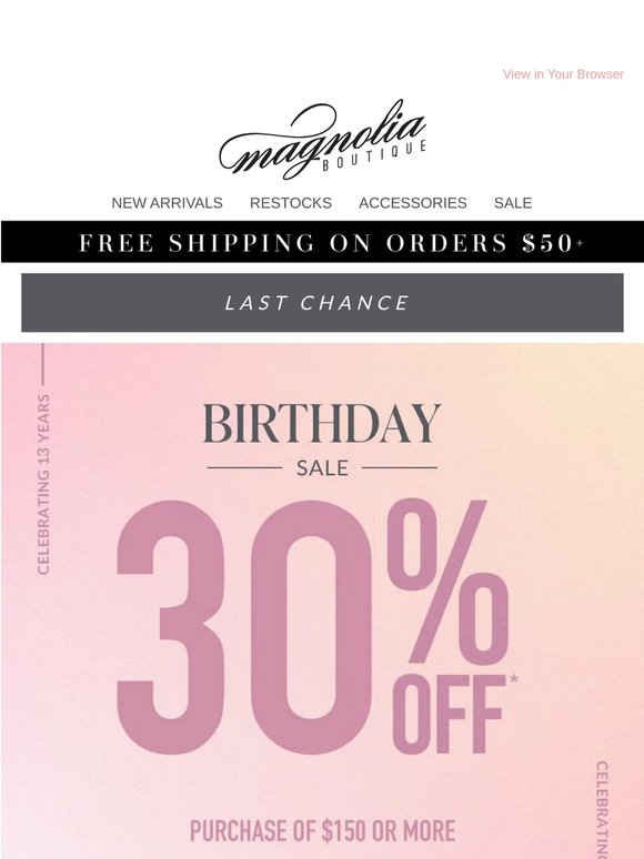 Last Chance! Birthday Sale = 30% Off ⏳
