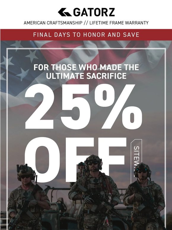 Last Few Days to Grab 25% Off Sitewide