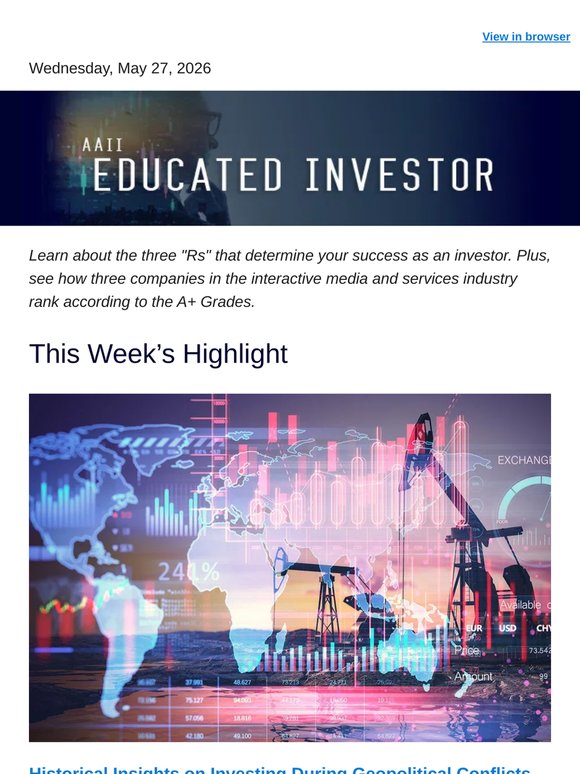 AAII Educated Investor: Choosing an Equity Portfolio You Can Live With—for Life